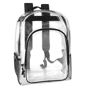 clear backpack with pockets for kids, women, men, beach, school transparent heavy duty see through backpack (black)
