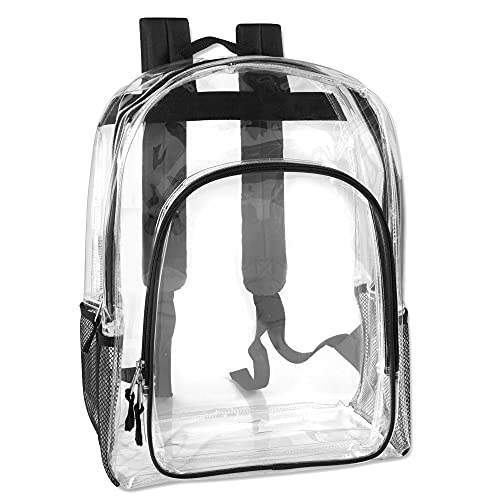 Clear Backpack with Pockets for Kids, Women, Men, Beach, School Transparent Heavy Duty See Through Backpack (Black)