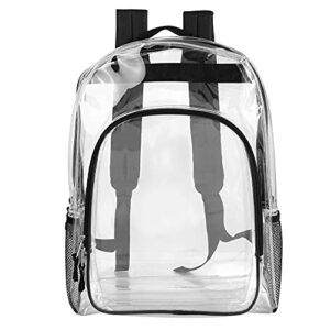 Clear Backpack with Pockets for Kids, Women, Men, Beach, School Transparent Heavy Duty See Through Backpack (Black)