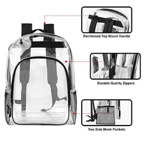 Clear Backpack with Pockets for Kids, Women, Men, Beach, School Transparent Heavy Duty See Through Backpack (Black)