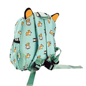 Baystory 12 Inch Corgi Kids School Cute Mini Backpack Durable Waterproof Multipurpose Backpack Ergonomic And Comfort for Kids (green)