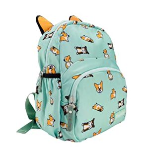 Baystory 12 Inch Corgi Kids School Cute Mini Backpack Durable Waterproof Multipurpose Backpack Ergonomic And Comfort for Kids (green)