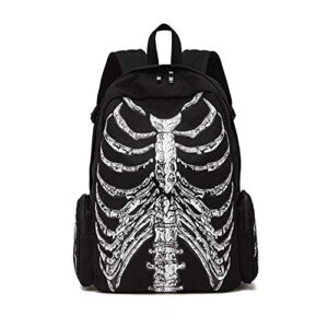 funny skull backpack laptop travel daypack, skeleton black school backpack fpr teen girls boys