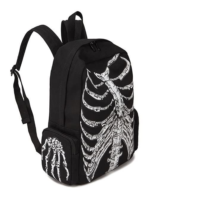 Funny Skull Backpack Laptop Travel Daypack, Skeleton Black School Backpack fpr Teen Girls Boys
