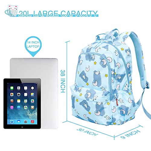 GOPHRALOVE School Backpack for Girls Lightweight Backpack for Middle School Girls with Large Space (Blue)