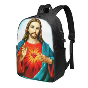 cxxyjyj sacred heart of jesus travel laptop backpacks business durable laptops backpack with usb charging port college school computer bag for men women fits notebook