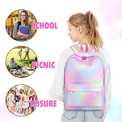 Xinveen Rainbow Laptop Backpack Kids School Bag Gift for Teen Girls Womens