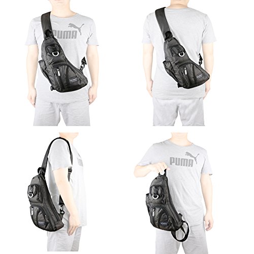 Vanlison Sling Bag, Chest Bag, Sling Backpack Shoulder Bag For Men Women Black