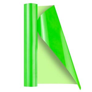 htvront htv vinyl neon green heat transfer vinyl roll – 12in x10ft pu vinyl htv iron on vinyl easy to cut & weed for heat vinyl design (fluorescent green)