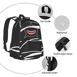 Shark Mouth teeth Backpack for laptop 15.6 inch funny Shark face Bookbag school bag for teens boys girls dayback for adult black