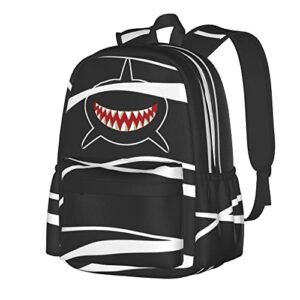 Shark Mouth teeth Backpack for laptop 15.6 inch funny Shark face Bookbag school bag for teens boys girls dayback for adult black