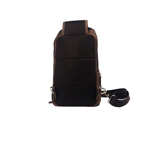 Leather Sling Bag for men,Full Grain Leather Crossbody Bag Shoulder Bag for Men Vintage Backpack Women fit 11 inch ipad Dark Brown