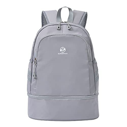 Women Sports Backpack Gym Bag with Shoe Compartment Wet Pocket Travel Backpacks Lightweight Water Resistant Workout Bag (9270-Grey)