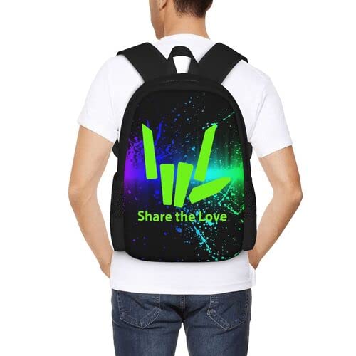 Fashion Share Love Backpack Water Resistant Rucksack Daypacks Schoolbag Lightweight Backpacks Large Capacity