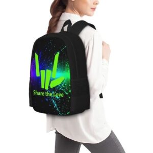 Fashion Share Love Backpack Water Resistant Rucksack Daypacks Schoolbag Lightweight Backpacks Large Capacity