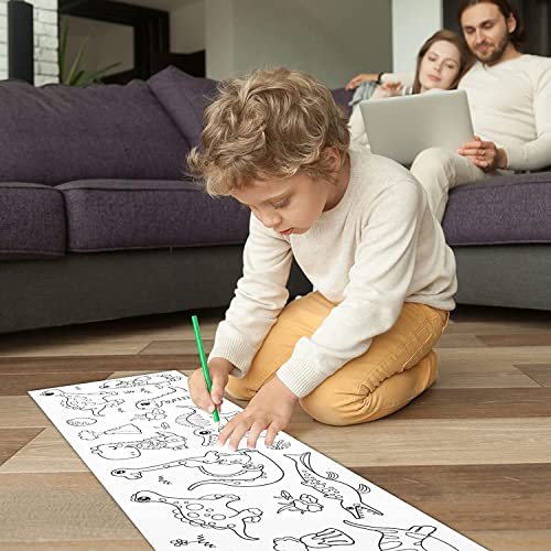 2pcs Children's Drawing Roll - Coloring Paper Roll for Kids, Drawing Paper Roll DIY Painting Drawing Color Filling Paper, 120 * 11.8 Inches(Dinosaur+Animal)