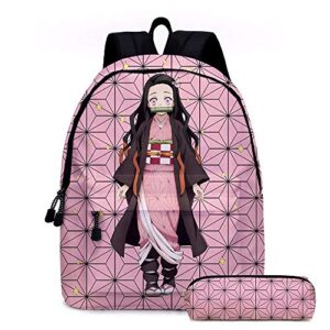 meihua animation kimetsu no yaiba backpack set student schoolbag with pencil case 2 in 1 travel bag (style 6)