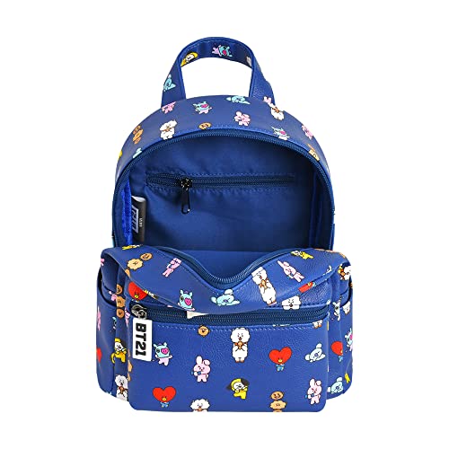 Concept One BT21 LINE FRIENDS Mini Backpack, Small Travel Bag for Men and Women, Blue