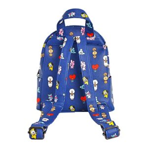 Concept One BT21 LINE FRIENDS Mini Backpack, Small Travel Bag for Men and Women, Blue