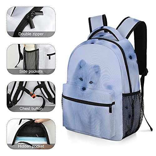 FunnyStar Arctic Fox Travel Backpack Casual Sports Bag Oxford cloth suitable For Study Shopping traveling camping, White-style1, One Size, (FunnyStar)