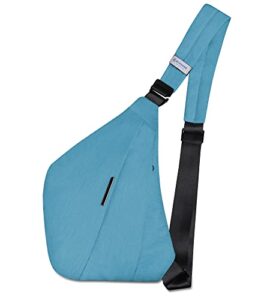 zomake sling bag for women men:small crossbody sling backpack – mini water resistant shoulder bag anti thief chest bag daypack for travel hiking outdoor sports (aqua blue/type ii)