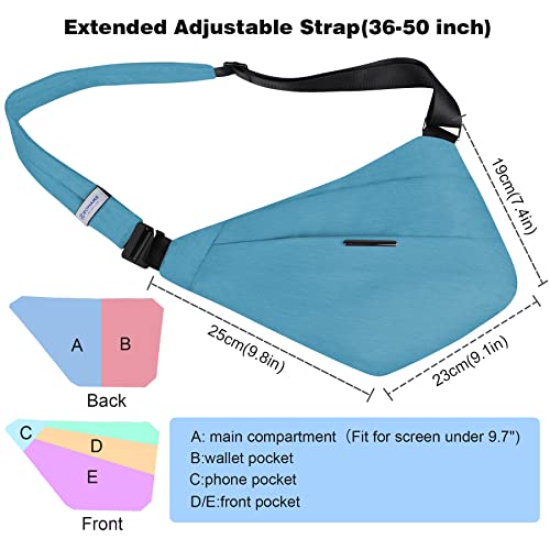 ZOMAKE Sling Bag for Women Men:Small Crossbody Sling Backpack - Mini Water Resistant Shoulder Bag Anti Thief Chest Bag Daypack for Travel Hiking Outdoor Sports (Aqua Blue/Type II)