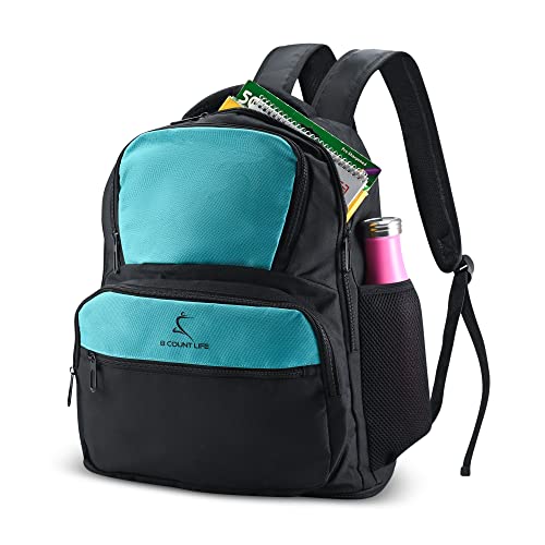 8 Count Life - Cheer Dance Backpack ● All-Purpose ● Cheer ● Dance ● School ● Travel ● Laptop ● Water Resistant (Teal)