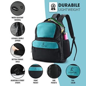 8 Count Life - Cheer Dance Backpack ● All-Purpose ● Cheer ● Dance ● School ● Travel ● Laptop ● Water Resistant (Teal)