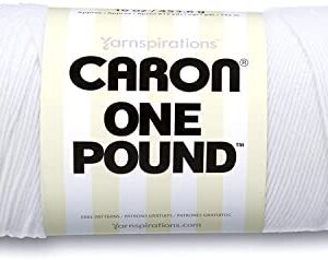 Caron One Pound White Yarn - 2 Pack of 454g/16oz - Acrylic - 4 Medium (Worsted) - 812 Yards - Knitting/Crochet