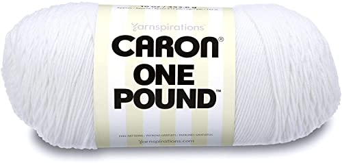 Caron One Pound White Yarn - 2 Pack of 454g/16oz - Acrylic - 4 Medium (Worsted) - 812 Yards - Knitting/Crochet