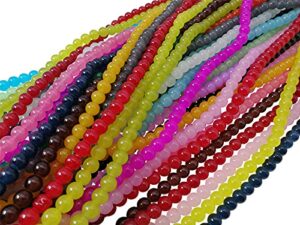 pamir tong 1000pcs 8mm glass round beads bulk， imitative jade beads, bracelet loose beads for jewelry making earring, necklaces, and diy crafts (8mm)