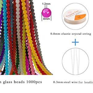 Pamir Tong 1000PCS 8mm Glass Round Beads Bulk， Imitative Jade Beads, Bracelet Loose Beads for Jewelry Making Earring, Necklaces, and DIY Crafts (8mm)