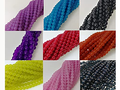 Pamir Tong 1000PCS 8mm Glass Round Beads Bulk， Imitative Jade Beads, Bracelet Loose Beads for Jewelry Making Earring, Necklaces, and DIY Crafts (8mm)