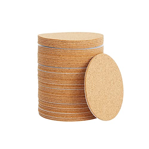 50 Sheets Self-Adhesive Cork Coaster Backing, Round 3.5 Inch Circles for DIY Crafts