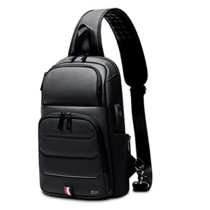 zuk sling backpack for men waterproof shoulder crossbody bag chest bag with usb charging port small sling bag fits 9.7 inch ipad