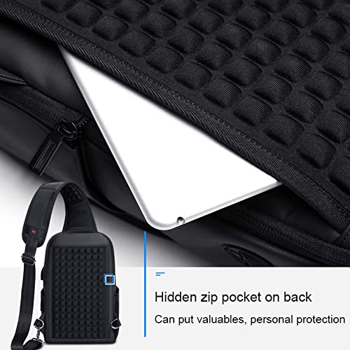 ZUK Sling Backpack for Men Waterproof Shoulder Crossbody Bag Chest Bag with USB Charging Port Small Sling Bag Fits 9.7 Inch Ipad