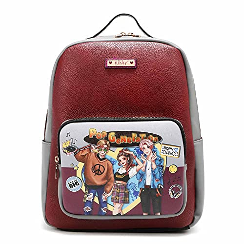 DESTINY BY NICOLE LEE Fashion Backpack Eco Leather with Two Way Zipper Closure Side Pockets and Adjustable Shoulder Strap Bookbag Daypack Bag for Women Girls NK10734 PGN