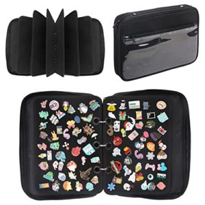 enamel pin display pages pin carrying case, pins collection storage organizer case, travel brooch pin display bag with 6 binder(pins not included)
