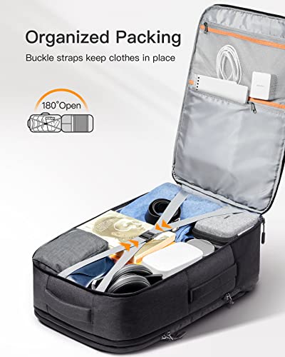 Inateck 38.5-46.2L Travel Backpack, Expandable Carry On Backpack, Splash-resistant Hand Luggage for Men and Women, Trolley Strap Included, Compatible with 12.9 Inch iPad and 17.3 Inch Laptop