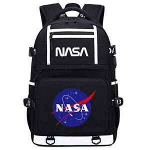 jnttiq nasa backpack adult durable astronaut usb backpack for school bookbag teens student outdoor casual travel laptop bag (2)