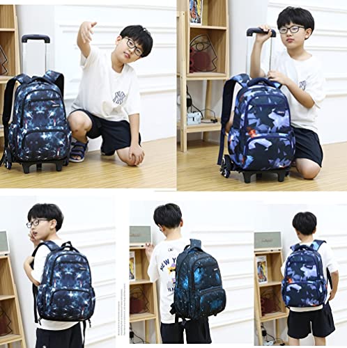 ETAISHOW Boys Girls Rolling Backpack with Wheels Geometric Kids Roller School Bag Wheeled Bookbag for Women Purple