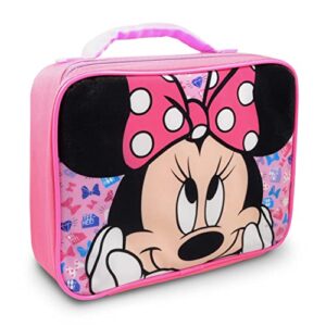 Disney Minnie Mouse Backpack with Lunch Box Set - Bundle with 15" Minnie Backpack, Minnie Mouse Lunch Bag, Stickers, Water Bottle, More | Minnie Mouse Backpack for School