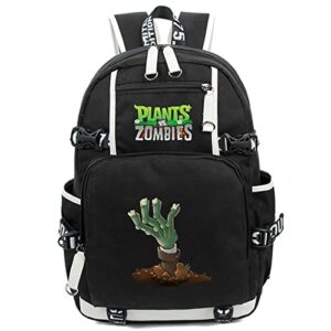 isaikoy anime plants vs. zombies backpack shoulder bag bookbag school bag daypack laptop bag color15 black