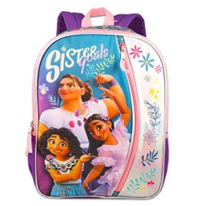 Disney Encanto Backpack with Lunch Box for Girls - Bundle with 16” Encanto Backpack, Encanto Lunch Bag, Water Pouch, Stickers, More (Encanto School Backpack)