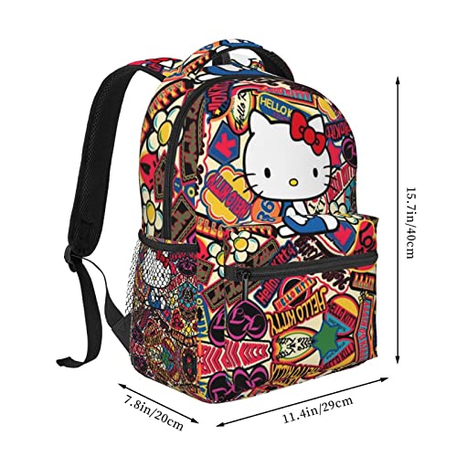 Cartoon Cat Backpack Large Capacity Laptop Bag Casual Travel Daypack