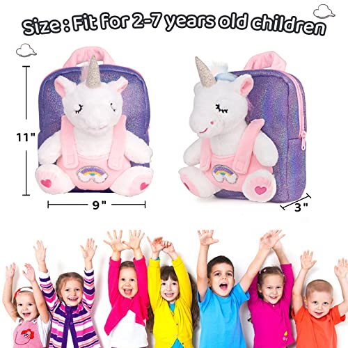 Redeo Unicorn Backpack Unicorns Gifts for Girls Toddler Backpack for 3 Year Old Girl with Unicorn Stuffed Animals Plush Toys for 3 4 5 6 7 Year Old Girl Birthday Gifts