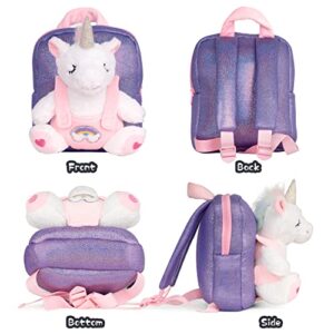 Redeo Unicorn Backpack Unicorns Gifts for Girls Toddler Backpack for 3 Year Old Girl with Unicorn Stuffed Animals Plush Toys for 3 4 5 6 7 Year Old Girl Birthday Gifts