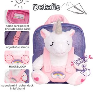 Redeo Unicorn Backpack Unicorns Gifts for Girls Toddler Backpack for 3 Year Old Girl with Unicorn Stuffed Animals Plush Toys for 3 4 5 6 7 Year Old Girl Birthday Gifts