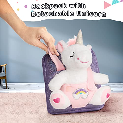 Redeo Unicorn Backpack Unicorns Gifts for Girls Toddler Backpack for 3 Year Old Girl with Unicorn Stuffed Animals Plush Toys for 3 4 5 6 7 Year Old Girl Birthday Gifts