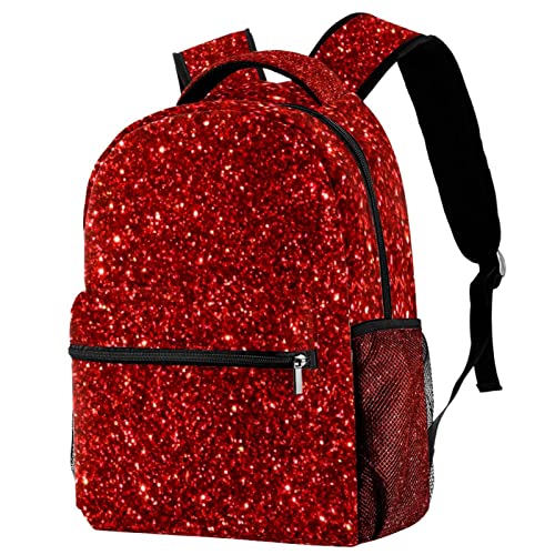 GYDGS Red Glitter Sequins Pattern Large Backpack for Boys Girls SchoolBag with Multiple Pockets Canvas 29.4x20x40cm/11.5x8x16 in